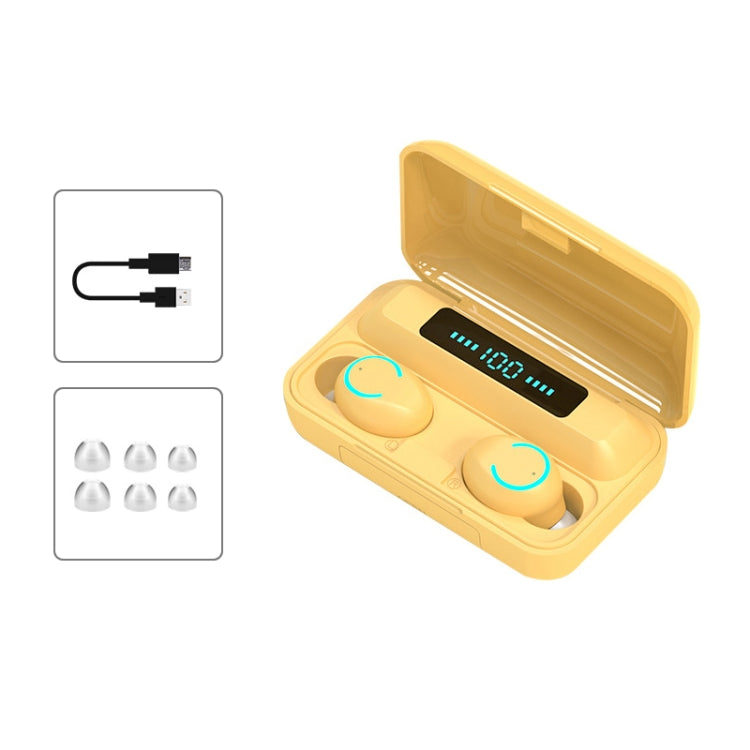 F9-9 TWS CVC8.0 Noise Cancelling Bluetooth Earphone with Charging Box, Support Touch Lighting Effect & Three-screen LED Power Display & Power Bank & Mobile Phone Holder & HD Call & Voice Assistant(Yellow) - TWS Earphone by PMC Jewellery | Online Shopping South Africa | PMC Jewellery