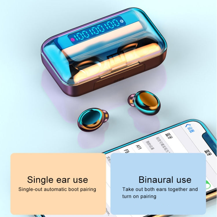 F9-5C Three-screen Digital Display Noise Reduction Bluetooth Earphone(Black) - Bluetooth Earphone by PMC TechLife | Online Shopping South Africa | PMC TechLife