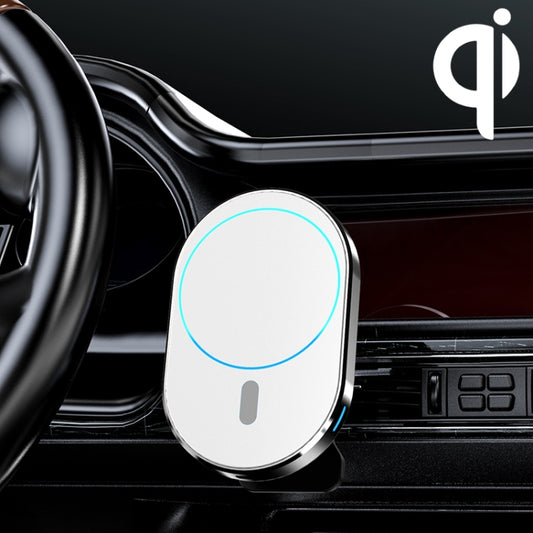 JJT-968 15W Max Output Magnetic Car Air Outlet Bracket Wireless Charger(White) - Wireless Charger Holders by PMC Jewellery | Online Shopping South Africa | PMC Jewellery
