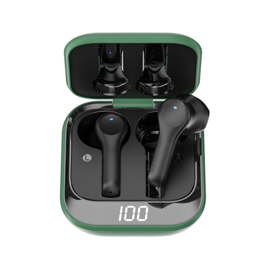 K08 Wireless Bluetooth 5.0 Noise Cancelling Stereo Binaural Earphone with Charging Box & LED Digital Display (Green) - Bluetooth Earphone by PMC Jewellery | Online Shopping South Africa | PMC Jewellery