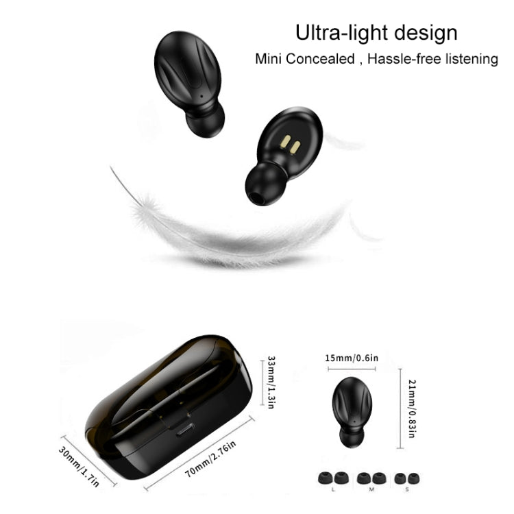 XG13 Bluetooth 5.0 TWS Mini Stereo Wireless Bluetooth Earphone (Black) - TWS Earphone by PMC Jewellery | Online Shopping South Africa | PMC Jewellery