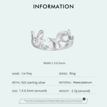 SCR944-E Cute Cat Open Adjustable Ring - Stud Earrings & Earrings by PMC Jewellery | Online Shopping South Africa | PMC Jewellery