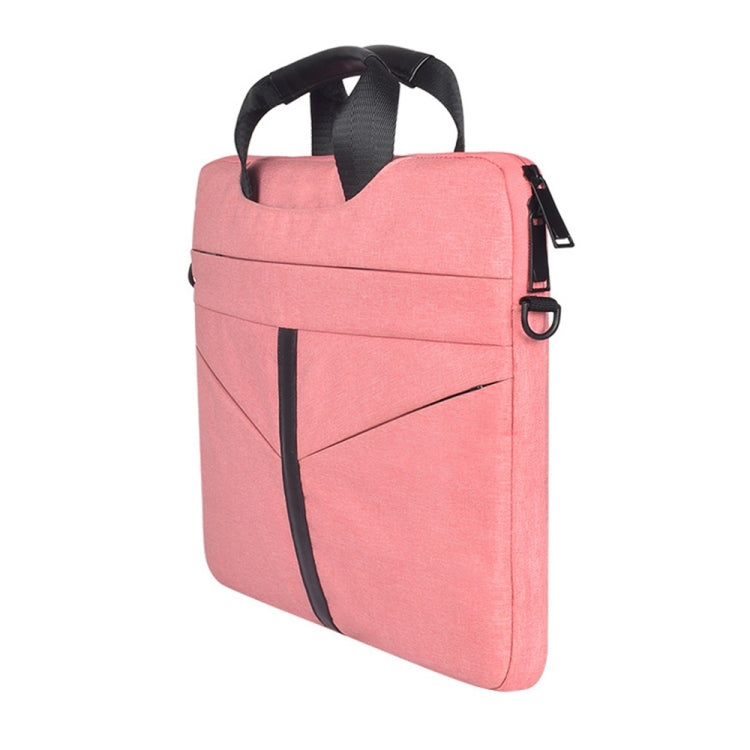 15.6 inch Breathable Wear-resistant Fashion Business Shoulder Handheld Zipper Laptop Bag with Shoulder Strap (Pink) - 14.1 inch by PMC Jewellery | Online Shopping South Africa | PMC Jewellery