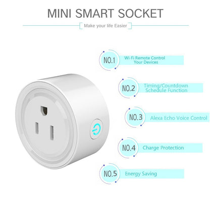 10A Round Shape WiFi Mini Plug APP Remote Control Timing Smart Socket Works with Alexa & Google Home, AC 100-240V, US Plug - Smart Socket by PMC Jewellery | Online Shopping South Africa | PMC Jewellery