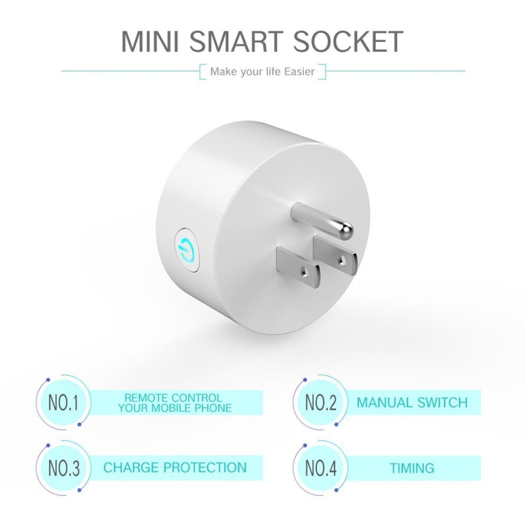 10A Round Shape WiFi Mini Plug APP Remote Control Timing Smart Socket Works with Alexa & Google Home, AC 100-240V, US Plug - Smart Socket by PMC Jewellery | Online Shopping South Africa | PMC Jewellery