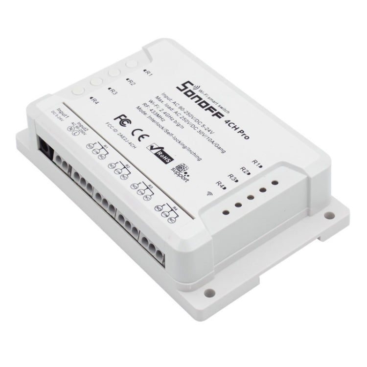 Sonoff  4CH Pro 433MHz Remote Control + WiFi Smart Timer Switch,  Interlock / Self-locking, 3 Working Modes, Compatible with Alexa and Google Home, Support iOS and Android - free shipping - PMC TechLife - Order now!