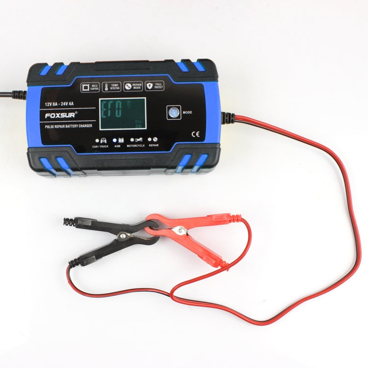 FOXSUR 12V-24V Car Motorcycle Truck Repair Battery Charger AGM Charger, UK Plug (Blue) - Battery Charger by FOXSUR | Online Shopping South Africa | PMC Jewellery | Buy Now Pay Later Mobicred