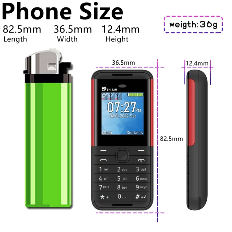 SERVO BM5310 Mini Mobile Phone, English Key, 1.33 inch, MTK6261D, 21 Keys, Support Bluetooth, FM, Magic Sound, Auto Call Record, GSM, Triple SIM (Black Red) - free shipping - PMC TechLife - Order now!