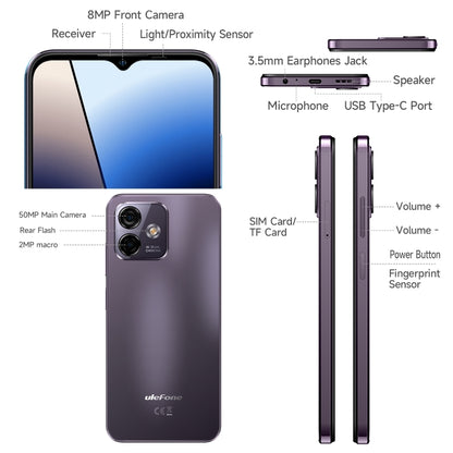 [HK Warehouse] Ulefone Note 16 Pro, 8GB+512GB, Dual Back Cameras, Face ID & Side Fingerprint Identification, 4400mAh Battery, 6.52 inch Android 13 Unisoc T606 Octa Core up to 1.6GHz, Network: 4G, Dual SIM, OTG (Purple) - Ulefone by PMC Jewellery | Online Shopping South Africa | PMC Jewellery