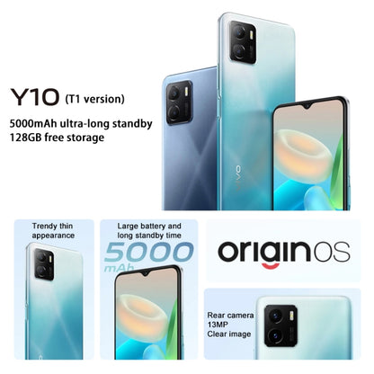 vivo Y10 / T1 4G, 4GB+128GB, Dual Back Cameras, Side Fingerprint Identification, 5000mAh Battery, 6.51 inch Android 11.0 OriginOS Ocean MediaTek Helio P70 Octa Core up to 2.1GHz, OTG, Network: 4G (Glacier Blue) - vivo by VIVO | Online Shopping South Africa | PMC Jewellery