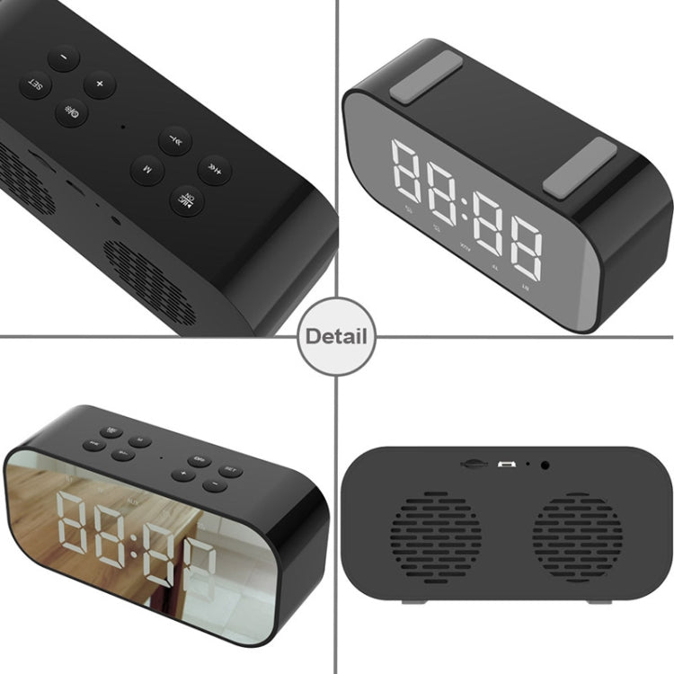 AEC BT501 Bluetooth 5.0 Mini Speaker with LED & Alarm Clock & Clock & Mirror, Support 32G TF Card(Black) - Mini Speaker by AEC | Online Shopping South Africa | PMC Jewellery