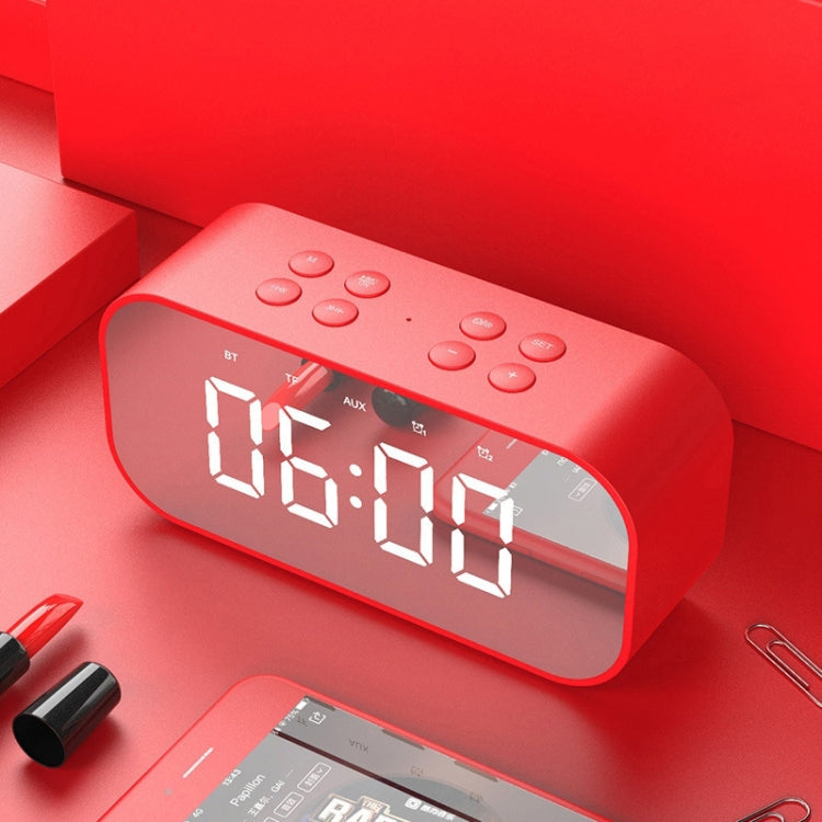 AEC BT501 Bluetooth 5.0 Mini Speaker with LED & Alarm Clock & Clock & Mirror, Support 32G TF Card(Red) - Mini Speaker by AEC | Online Shopping South Africa | PMC Jewellery | Buy Now Pay Later Mobicred