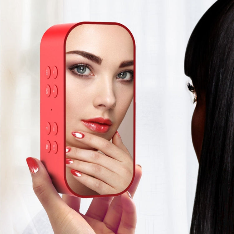 AEC BT501 Bluetooth 5.0 Mini Speaker with LED & Alarm Clock & Clock & Mirror, Support 32G TF Card(Red) - free shipping - PMC TechLife - Order now!