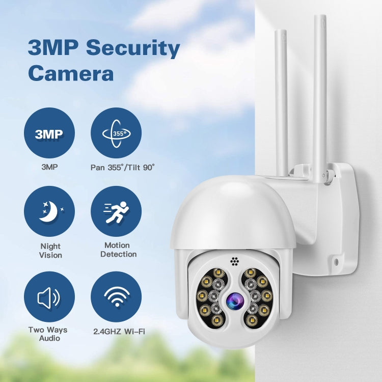 Tuya QX56 3.0 Million Pixels IP66 Waterproof 2.4G Wireless IP Camera, Support Amazon Alexa & Google Home & Motion Detection & Two-way Audio & Full Color Night Vision & TF Card, UK Plug - Dome Camera by PMC Jewellery | Online Shopping South Africa | PMC Jewellery