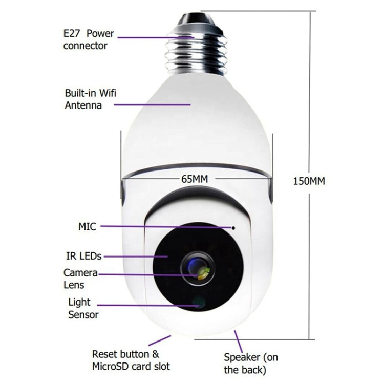 GA-C11 1080P 2MP 5G Dual Frequency Two-way Voice Intercom Bulb Camera (White) - free shipping - PMC TechLife - Order now!