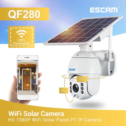 ESCAM QF280 HD 1080P IP66 Waterproof WiFi Solar Panel PT IP Camera without Battery, Support Night Vision / Motion Detection / TF Card / Two Way Audio (White) - Dome Camera by ESCAM | Online Shopping South Africa | PMC Jewellery | Buy Now Pay Later Mobicred