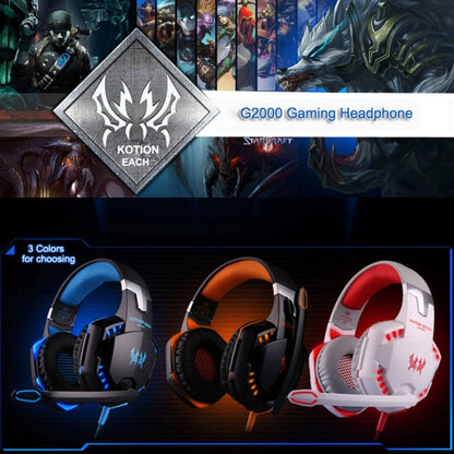 KOTION EACH G2000 Over-ear Game Gaming Headphone Headset Earphone Headband with Mic Stereo Bass LED Light for PC Gamer,Cable Length: About 2.2m(Blue + Black) - Multimedia Headset by KOTION EACH | Online Shopping South Africa | PMC Jewellery