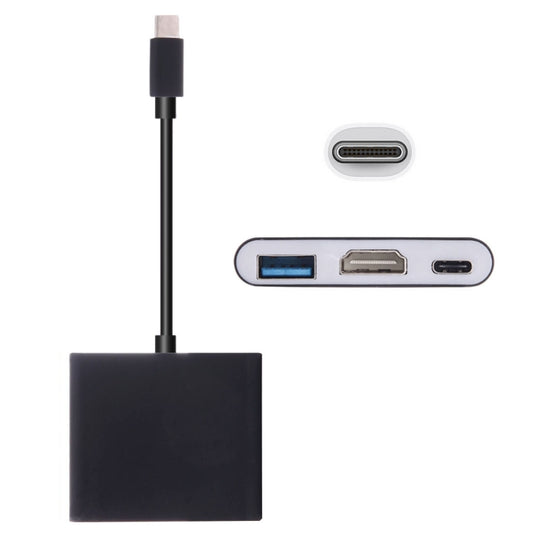 USB-C / Type-C 3.1 Male to USB-C / Type-C 3.1 Female & HDMI Female & USB 3.0 Female Adapter(Black) - Cable & Adapters by PMC Jewellery | Online Shopping South Africa | PMC Jewellery
