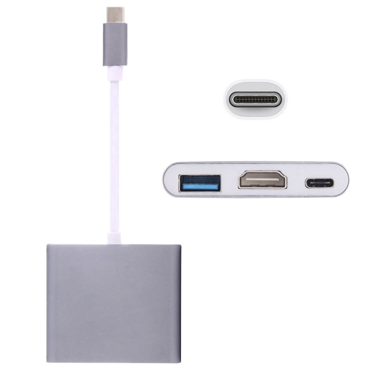 USB-C / Type-C 3.1 Male to USB-C / Type-C 3.1 Female & HDMI Female & USB 3.0 Female Adapter(Grey) - Cable & Adapters by PMC Jewellery | Online Shopping South Africa | PMC Jewellery