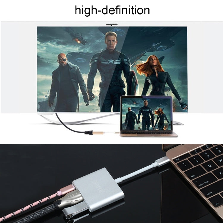 USB-C / Type-C 3.1 Male to USB-C / Type-C 3.1 Female & HDMI Female & USB 3.0 Female Adapter(Gold) - Cable & Adapters by PMC Jewellery | Online Shopping South Africa | PMC Jewellery