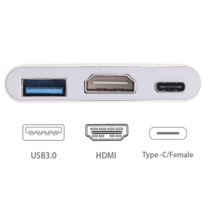 USB-C / Type-C 3.1 Male to USB-C / Type-C 3.1 Female & HDMI Female & USB 3.0 Female Adapter(Silver) - Cable & Adapters by PMC Jewellery | Online Shopping South Africa | PMC Jewellery