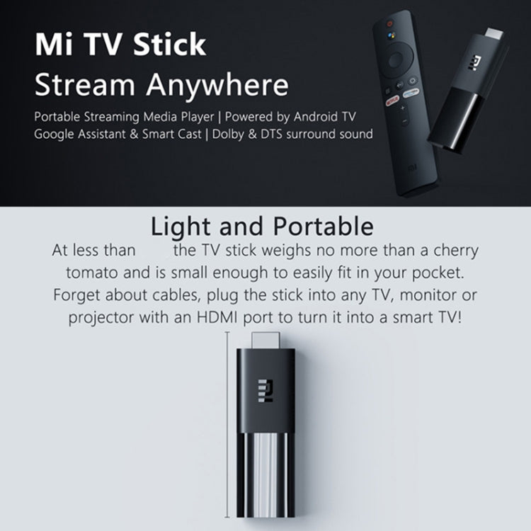 [HK Warehouse] Original Xiaomi Mi Android TV Stick, Quad Core Cotex A53, RAM 1GB + ROM 8GB, Global Version, EU Plug - Android TV Sticks by Xiaomi | Online Shopping South Africa | PMC Jewellery