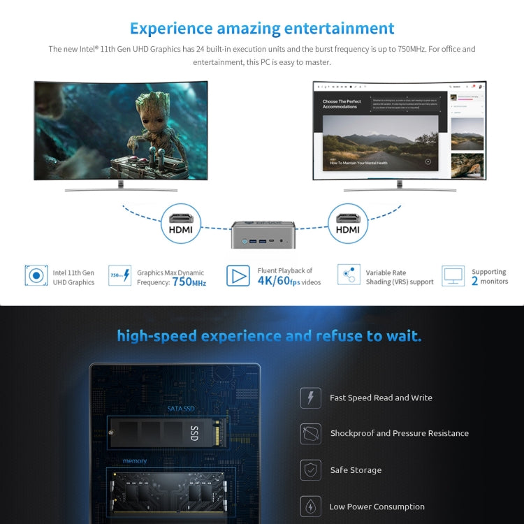 BMAX B3 Windows 11 Mini PC, 16GB+512GB, Intel Jasper Lake N5095, Support HDMI / RJ45 / TF Card, US Plug(Space Grey) - Windows Mini PCs by BMAX | Online Shopping South Africa | PMC Jewellery