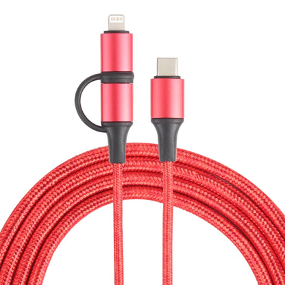 XF-45 2 in 1 3A USB-C / Type-C to USB-C / Type-C + 8 Pin Fast Charging Braided Data Cable, Cable Length: 1m (Red) - Multifunction Cable by PMC Jewellery | Online Shopping South Africa | PMC Jewellery