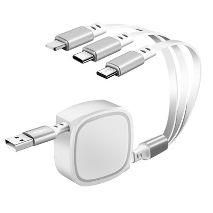 1.2m 3.5A Max 3 in 1 USB to USB-C / Type-C + 8Pin + Micro USB Retractable Charging Cable(White) - Multifunction Cable by PMC Jewellery | Online Shopping South Africa | PMC Jewellery