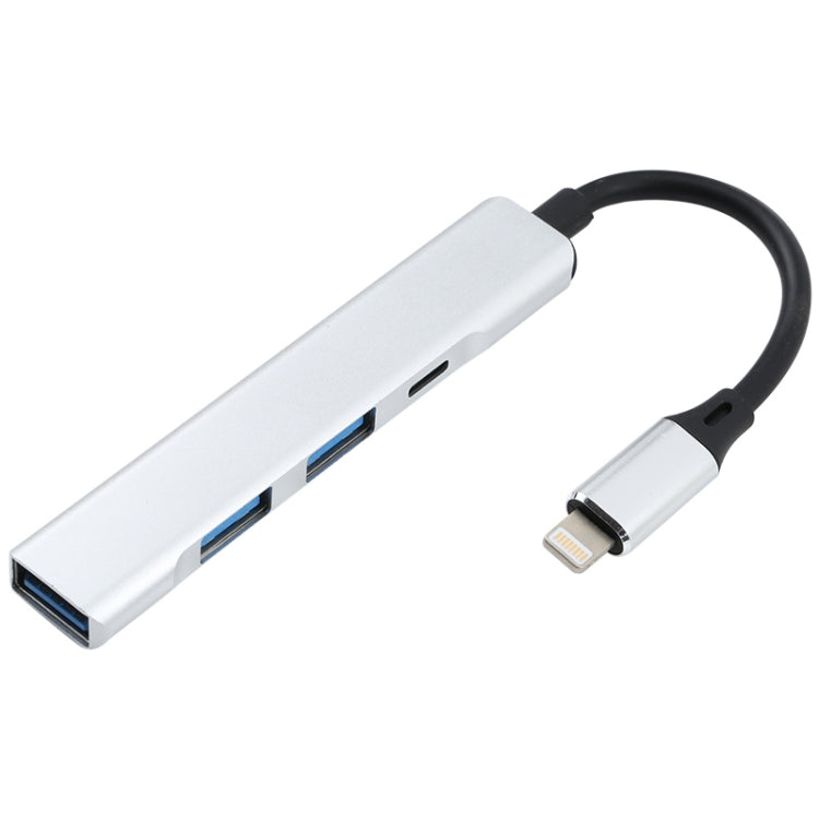 S-209 3 in 1 8 Pin Male to Dual USB 2.0 + USB 3.0 Female Adapter HUB(Silver) - Converter & Adapter by PMC Jewellery | Online Shopping South Africa | PMC Jewellery