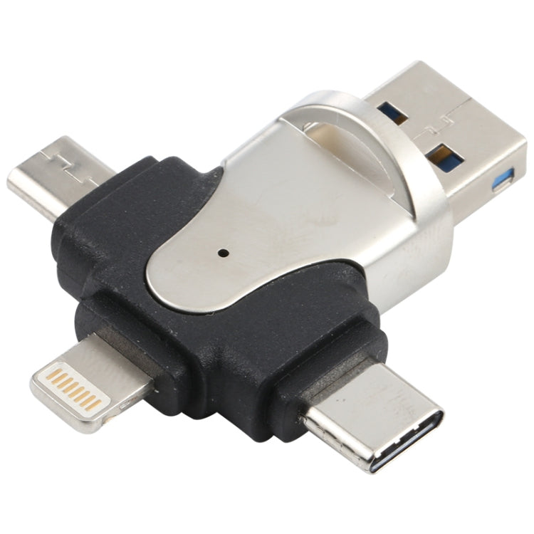 4 in 1 8 Pin + USB-C / Type-C + Micro USB + USB 3.0 Male TF Card Reader - U Disk & Card Reader by PMC Jewellery | Online Shopping South Africa | PMC Jewellery