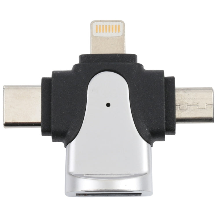 3 in 1 8 Pin + USB-C / Type-C + Micro USB Male to USB 3.0 Female Zinc Alloy Adapter - Converter & Adapter by PMC Jewellery | Online Shopping South Africa | PMC Jewellery