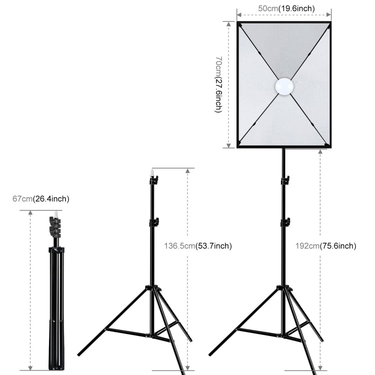 PULUZ Softbox Lighting Kit 2 PCS 50x70cm Professional Photo Studio Photography Light Equipment with 2 x E27 Socket Bulb Photography Lighting Kit(EU Plug) - Stand Bracket by PULUZ | Online Shopping South Africa | PMC Jewellery | Buy Now Pay Later Mobicred