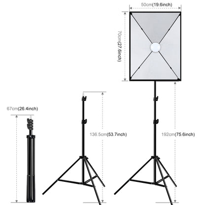 PULUZ Softbox Lighting Kit 2 PCS 50x70cm Professional Photo Studio Photography Light Equipment with 2 x E27 Socket Bulb Photography Lighting Kit(EU Plug) - Stand Bracket by PULUZ | Online Shopping South Africa | PMC Jewellery | Buy Now Pay Later Mobicred