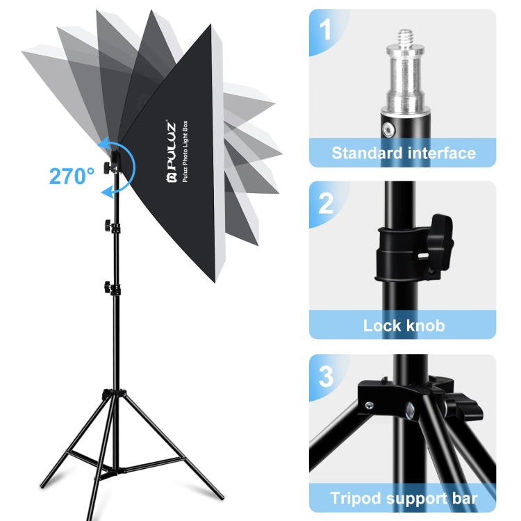 PULUZ Softbox Lighting Kit 2 PCS 50x70cm Professional Photo Studio Photography Light Equipment with 2 x E27 Socket Bulb Photography Lighting Kit(EU Plug) - Stand Bracket by PULUZ | Online Shopping South Africa | PMC Jewellery | Buy Now Pay Later Mobicred