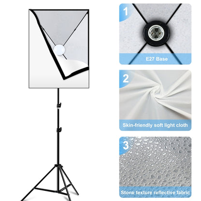 PULUZ Softbox Lighting Kit 2 PCS 50x70cm Professional Photo Studio Photography Light Equipment with 2 x E27 Socket Bulb Photography Lighting Kit(EU Plug) - Stand Bracket by PULUZ | Online Shopping South Africa | PMC Jewellery | Buy Now Pay Later Mobicred