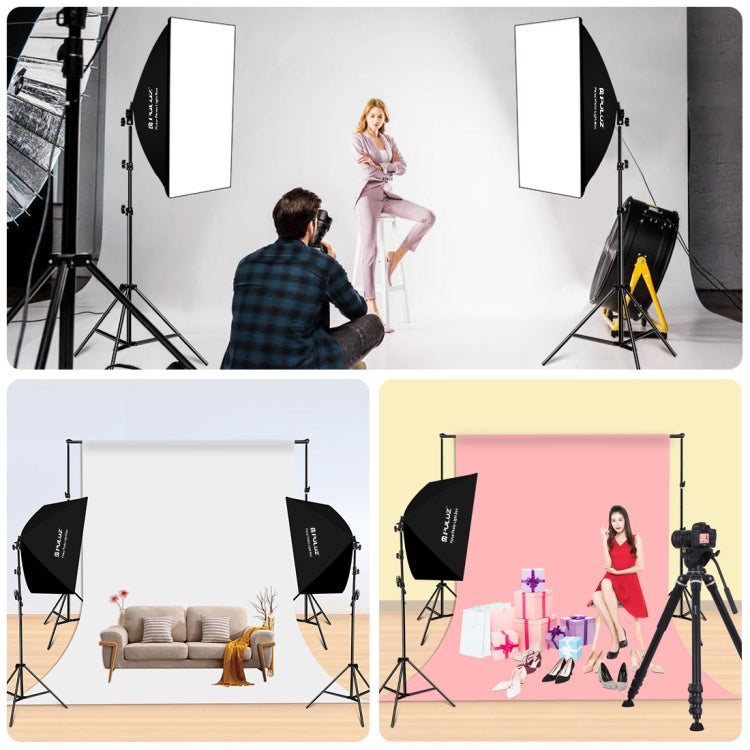 PULUZ Softbox Lighting Kit 2 PCS 50x70cm Professional Photo Studio Photography Light Equipment with 2 x E27 Socket Bulb Photography Lighting Kit(EU Plug) - Stand Bracket by PULUZ | Online Shopping South Africa | PMC Jewellery | Buy Now Pay Later Mobicred