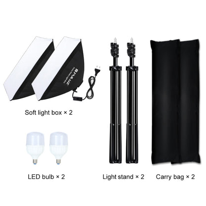 PULUZ Softbox Lighting Kit 2 PCS 50x70cm Professional Photo Studio Photography Light Equipment with 2 x E27 Socket Bulb Photography Lighting Kit(EU Plug) - Stand Bracket by PULUZ | Online Shopping South Africa | PMC Jewellery | Buy Now Pay Later Mobicred