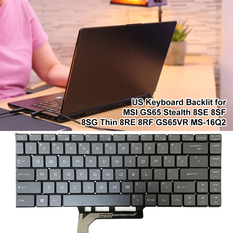 US Version Laptop Keyboard with Backlight for MSI GS65 / GS65VR / MS-16Q2 / Stealth 8SE /8SF / 8SG /Thin 8RE / Thin 8RF (Grey) - Replacement Keyboards by PMC Jewellery | Online Shopping South Africa | PMC Jewellery