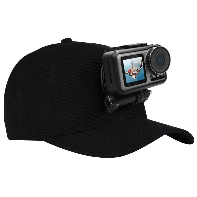 PULUZ Baseball Hat with J-Hook Buckle Mount & Screw for GoPro, DJI OSMO Action and Other Action Cameras(Black) -  by PMC Jewellery | Online Shopping South Africa | PMC Jewellery