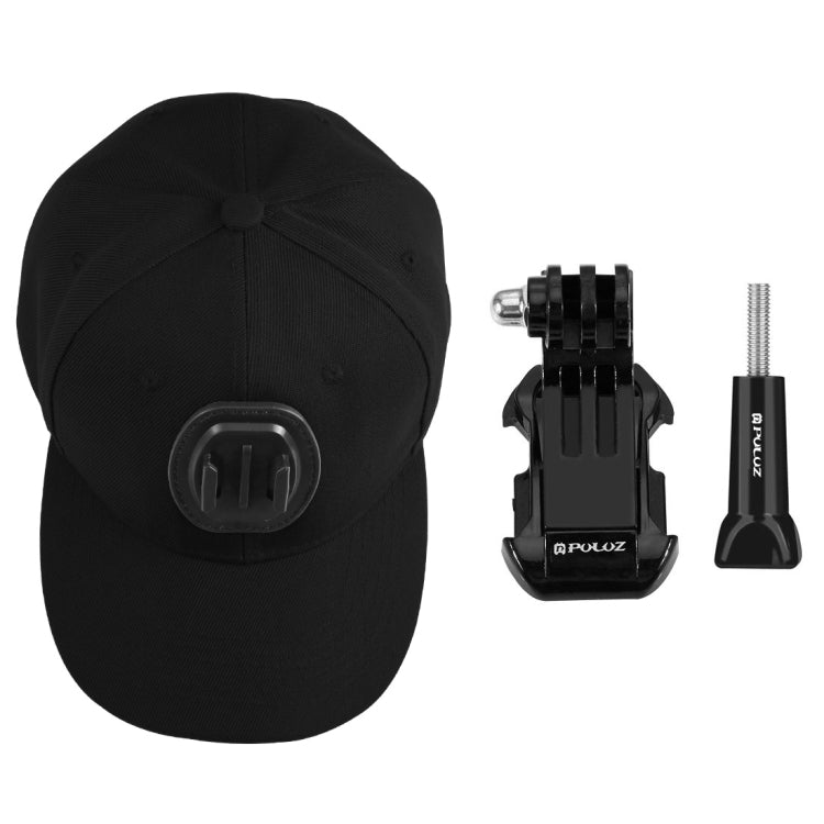 PULUZ Baseball Hat with J-Hook Buckle Mount & Screw for GoPro, DJI OSMO Action and Other Action Cameras(Black) -  by PMC Jewellery | Online Shopping South Africa | PMC Jewellery