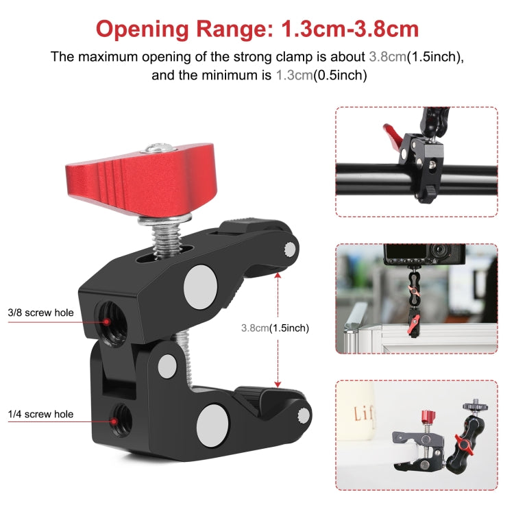 PULUZ Multi-function Magic Arm Ball Mount Clamp Crab Pliers Clip(Red) - Stand Bracket by PULUZ | Online Shopping South Africa | PMC TechLife | Buy Now Pay Later Mobicred