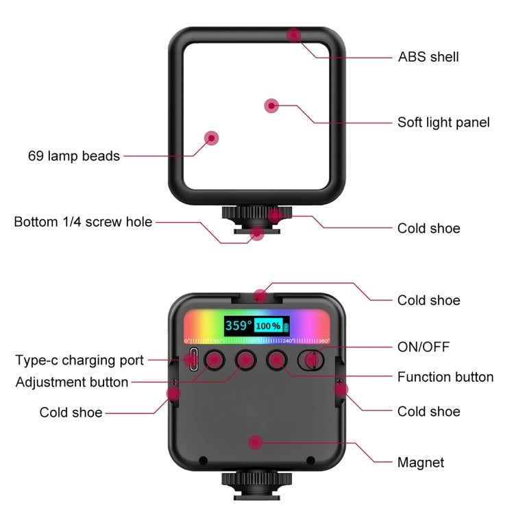 PULUZ Pocket 2500-9000K+RGB Full Color Beauty Fill Light Handheld Camera Photography LED Light (Black) -  by PULUZ | Online Shopping South Africa | PMC Jewellery | Buy Now Pay Later Mobicred