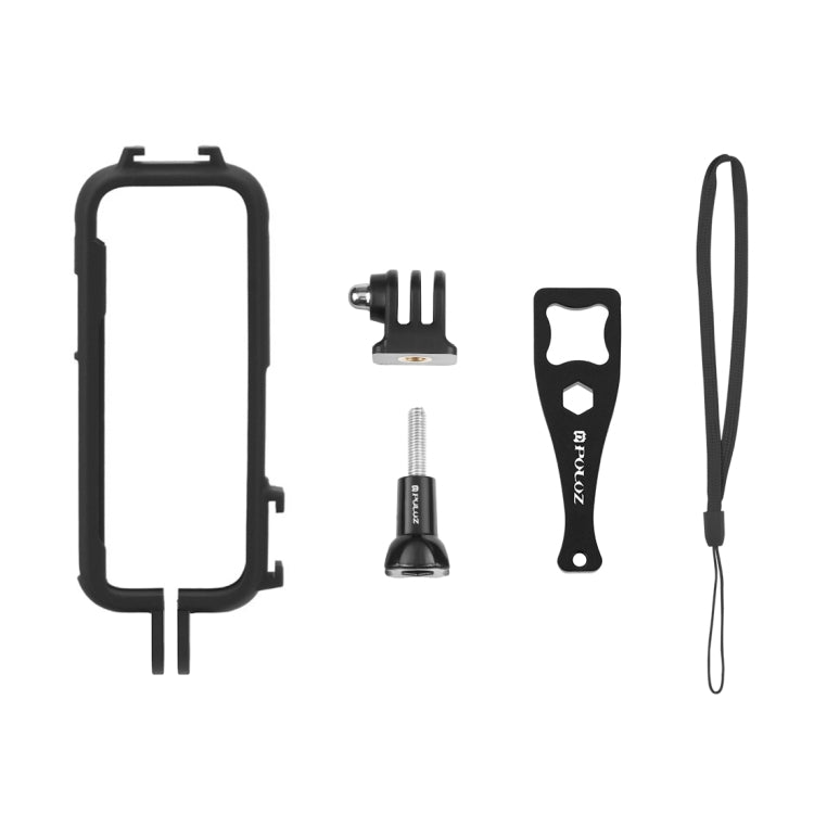 For Insta360 X3 PULUZ Cold Shoe PC Plastic Protective Frame with Adapter Mount & Screw(Black) - Mount & Holder by PULUZ | Online Shopping South Africa | PMC TechLife