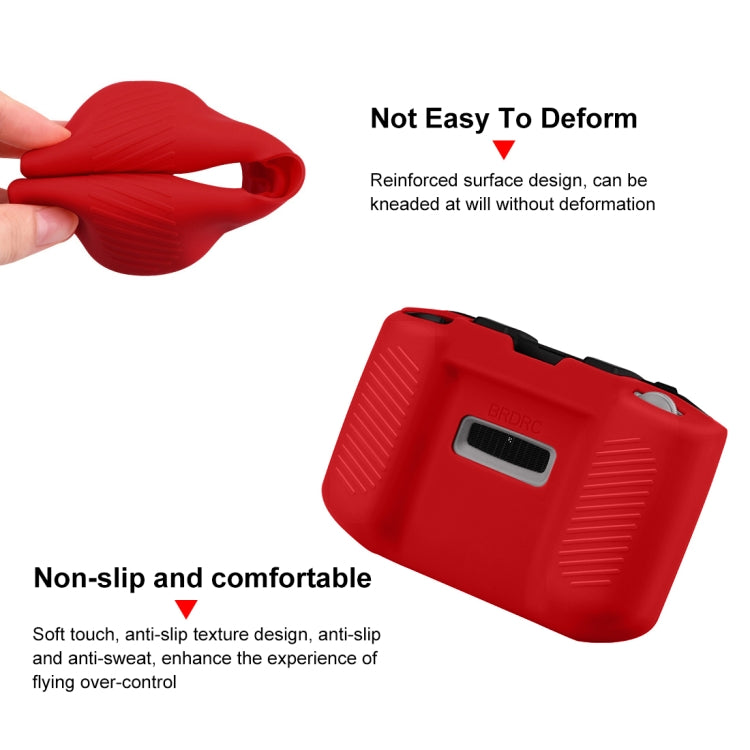 PULUZ Shockproof Anti-scratch Silicone Case with Neck Strap For DJI Mini 3 / 3 Pro / Mavic 3 / Air 2S / Mini 2 Remote Control(Red) - Case & Bags by PULUZ | Online Shopping South Africa | PMC Jewellery