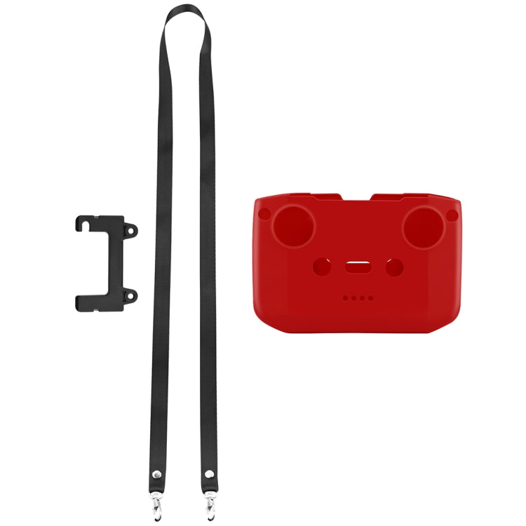 PULUZ Shockproof Anti-scratch Silicone Case with Neck Strap For DJI Mini 3 / 3 Pro / Mavic 3 / Air 2S / Mini 2 Remote Control(Red) - Case & Bags by PULUZ | Online Shopping South Africa | PMC Jewellery