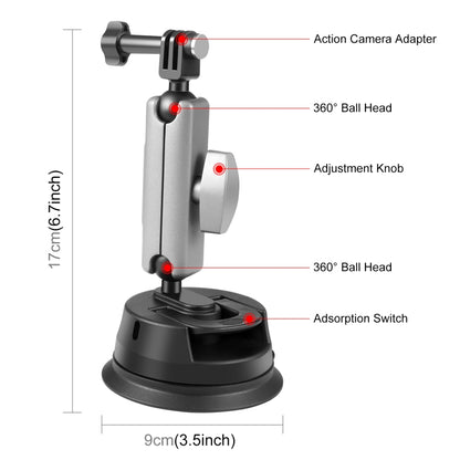 PULUZ Car Suction Cup Arm Mount with Mount Adapter & Long Screw - Helmet Mount by PULUZ | Online Shopping South Africa | PMC Jewellery