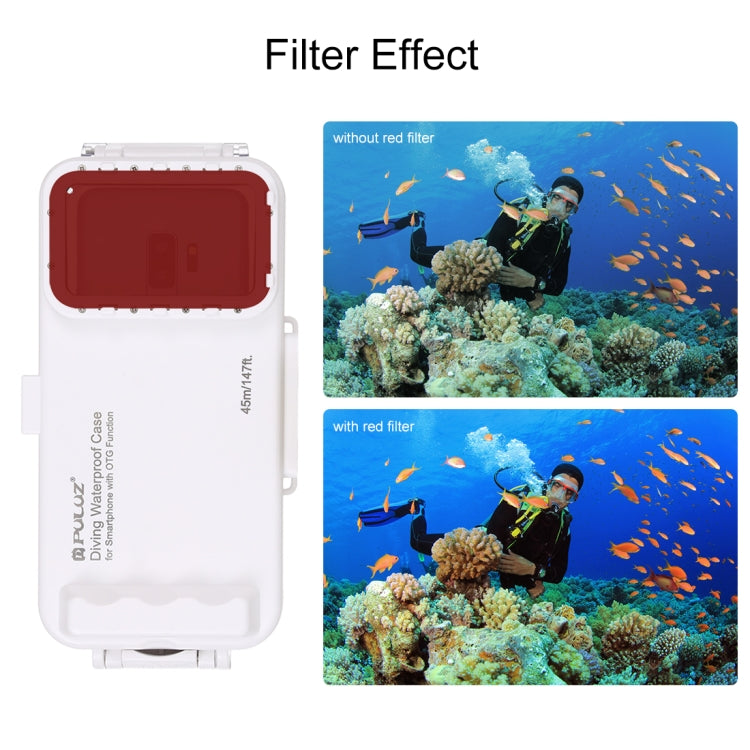 PULUZ 45m/147ft Waterproof Diving Case Photo Video Taking Underwater Housing Cover for iPhone 16 / 16 Pro / 15 / 15 Pro, Galaxy, Huawei, Xiaomi, Google Android OTG Smartphones with Type-C Port(White) - Galaxy S22+ 5G Cases by PULUZ | Online Shopping South Africa | PMC Jewellery | Buy Now Pay Later Mobicred