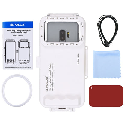 PULUZ 45m/147ft Waterproof Diving Case Photo Video Taking Underwater Housing Cover for iPhone 16 / 16 Pro / 15 / 15 Pro, Galaxy, Huawei, Xiaomi, Google Android OTG Smartphones with Type-C Port(White) - Galaxy S22+ 5G Cases by PULUZ | Online Shopping South Africa | PMC Jewellery | Buy Now Pay Later Mobicred