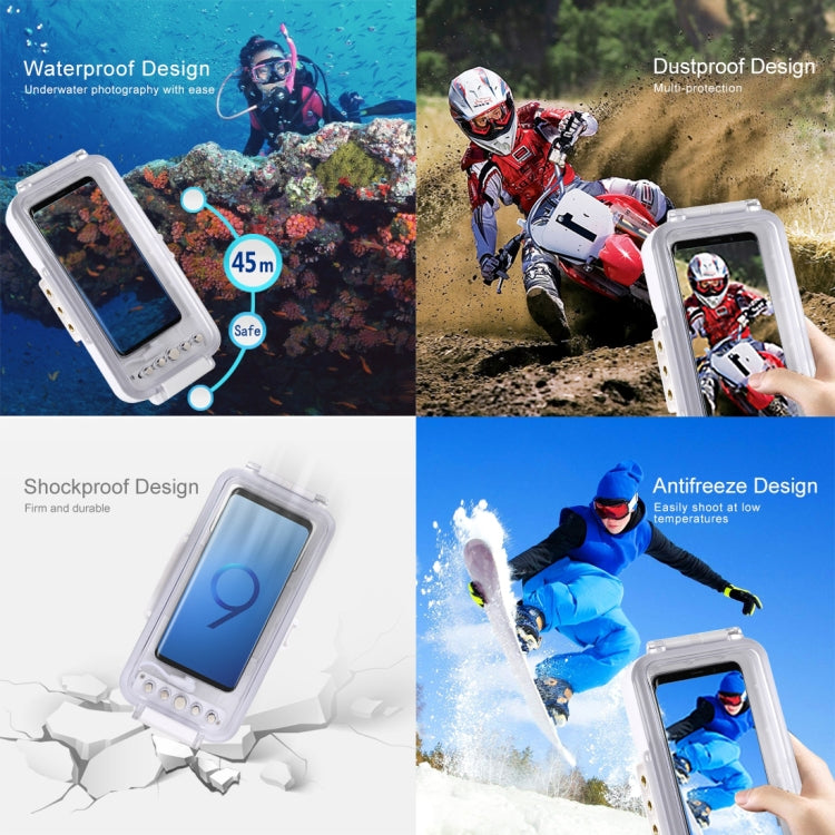 PULUZ 45m/147ft Waterproof Diving Case Photo Video Taking Underwater Housing Cover for iPhone 16 / 16 Pro / 15 / 15 Pro, Galaxy, Huawei, Xiaomi, Google Android OTG Smartphones with Type-C Port(White) - Galaxy S22+ 5G Cases by PULUZ | Online Shopping South Africa | PMC Jewellery | Buy Now Pay Later Mobicred